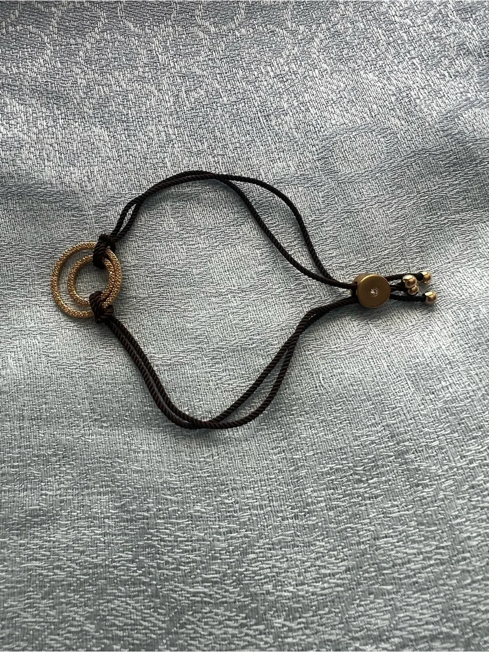Gold Ring Accent Brown Cord Bracelet
